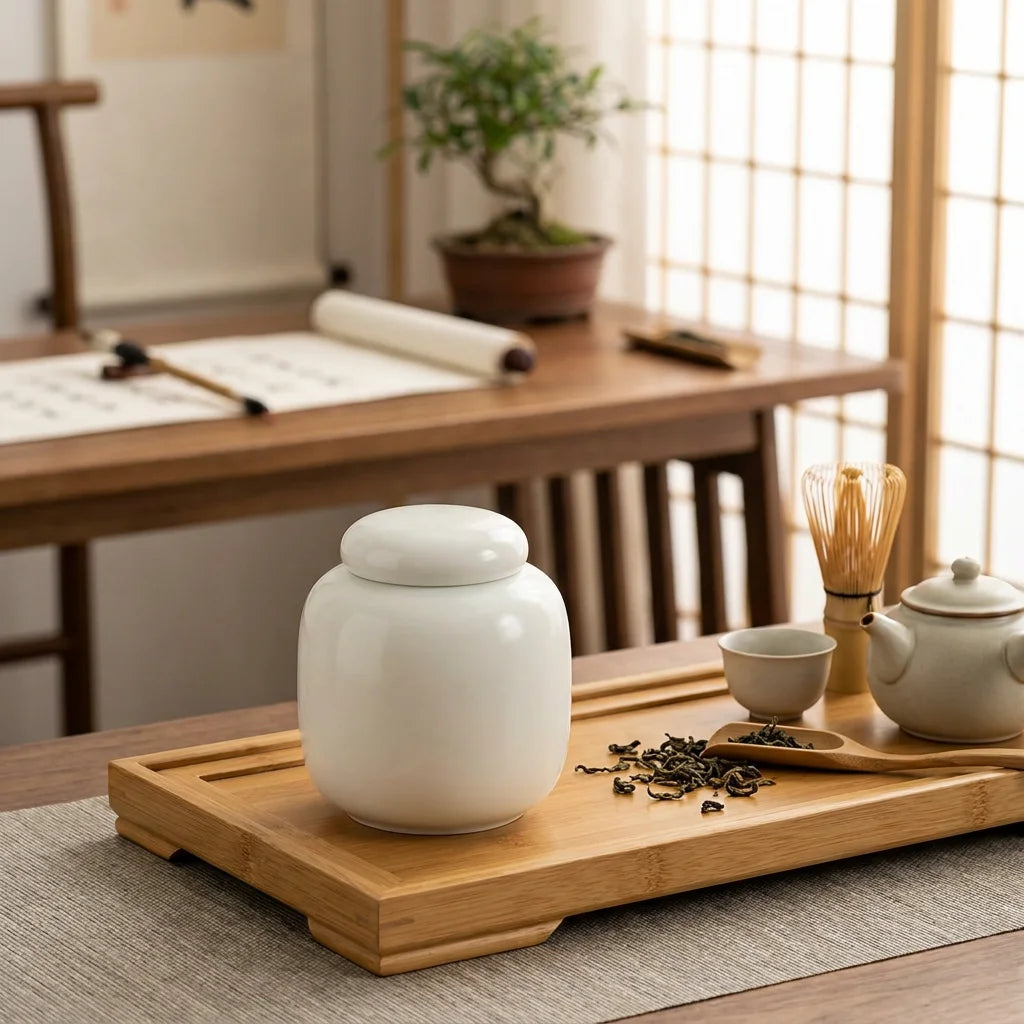Minimalist Blanc de Chine Tea Canister - Mutton-fat Jade Quality for B2B
